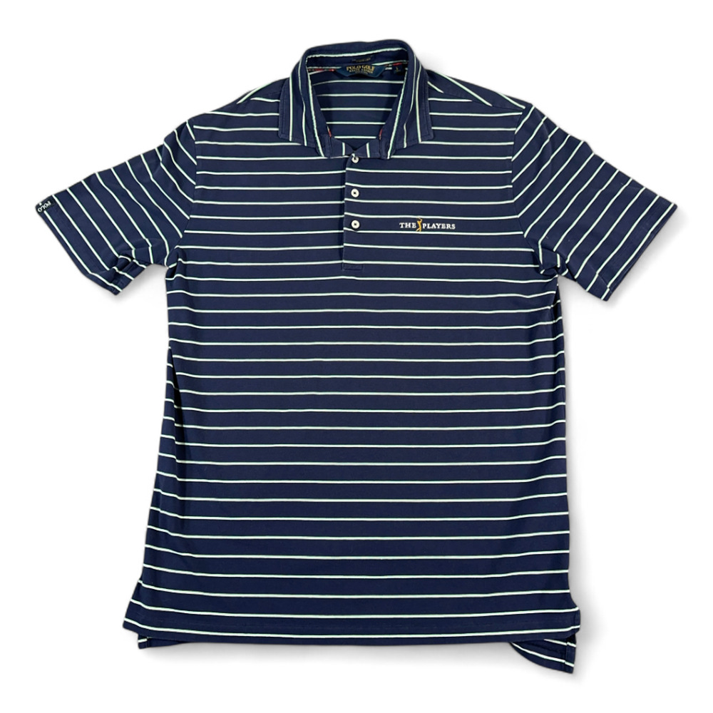 Ralph Lauren Polo Golf Shirt Adult LARGE Blue Striped The Players Tournament